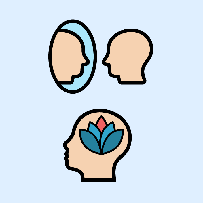 Lotus and calm face icon showing mindfulness and self-reflection for kids.